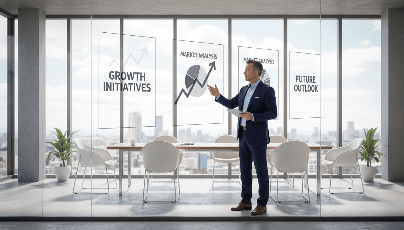 Professional consultant reviewing strategic charts in a bright modern office